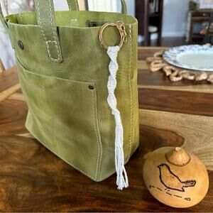 Macrame KeyChain Neutral Purse Charm Handmade Boho White Tan NEW Purse Accessory